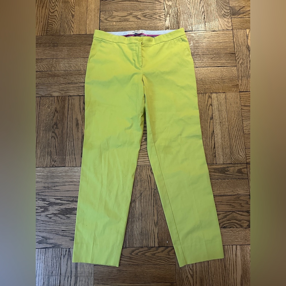 #567 ETRO Chartruese Cotton Cropped Pants Size 42 SUPER COOL COLOR!!